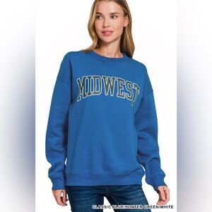 Zenana MIDWEST" PRINTED FLEECE ROUND NECK SWEATSHIRTS